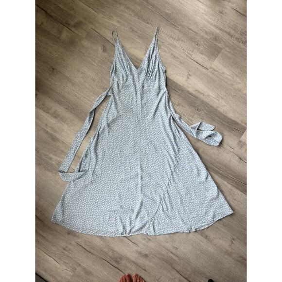 Doen Womens Sonia Floral Printed Cerulean Blue Hillside Long Maxi Gown Dress L - Picture 10 of 11